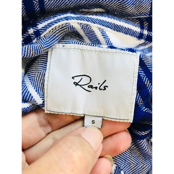Rails Plaid Flannel Shirt Jordyn Sleeveless Tunic Blue Button Down, S - Picture 9 of 9
